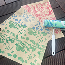 コロコロスタンプでブックカバー作り
