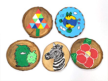 切り株ペイント・招き猫ペイント