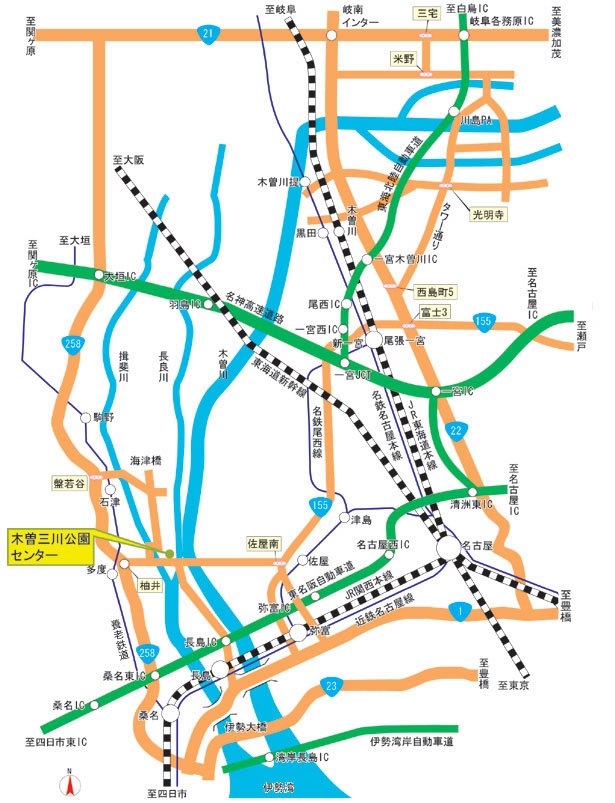 木曽三川公園センターアクセスマップ