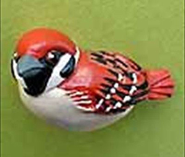 身近な野鳥スズメのバッジづくり