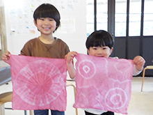 サザンカの花びら染め