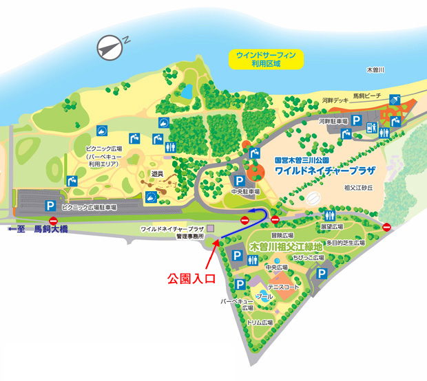サリオパーク祖父江 主要部拡大図マップ